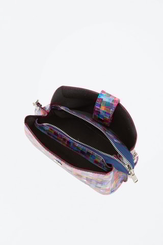 Sac bandoulière en cuir Frascati - Bleu et rouge