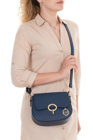 Sac bandoulière en cuir Carracci - Bleu marine