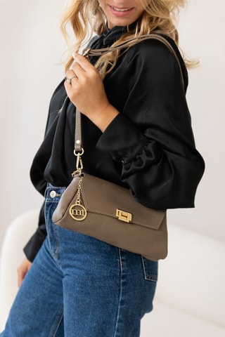 Sac bandoulière en cuir Berbera - Taupe