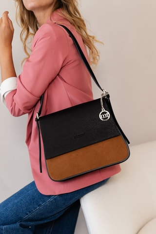 Sac bandoulière en cuir Viminale - Marron et noir