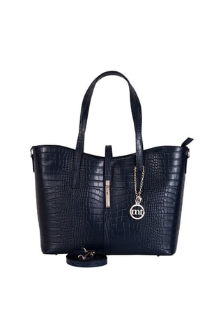 Cabas en cuir Valbrona Bleu marine