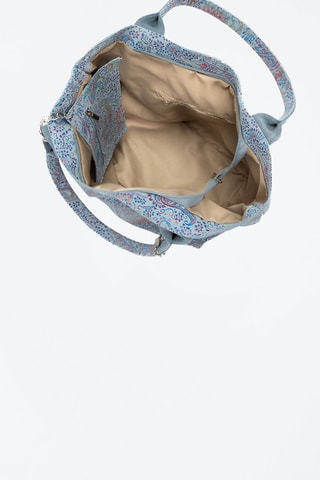 Cabas en cuir Liberazione - Bleu, jaune, rose et argenté