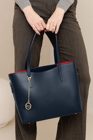 Cabas en cuir Gracchi - Bleu marine