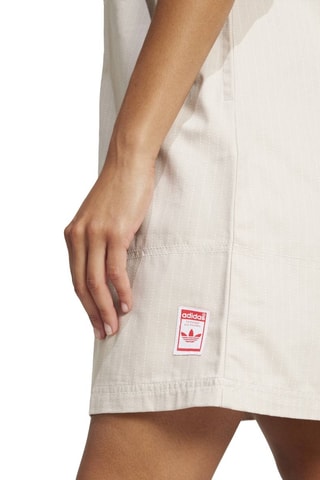 Robe trapèze en jean AOP - Beige