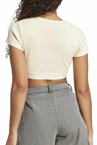 T-shirt cropped Rib SS - Ecru