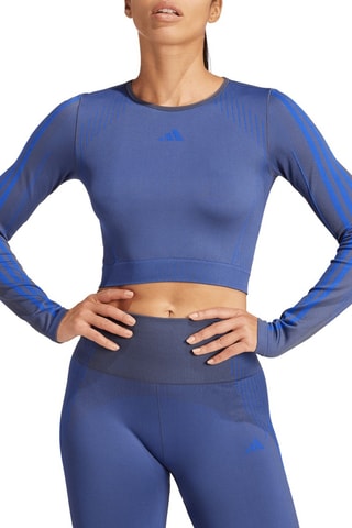 T-shirt slim cropped d’entraînement - Bleu