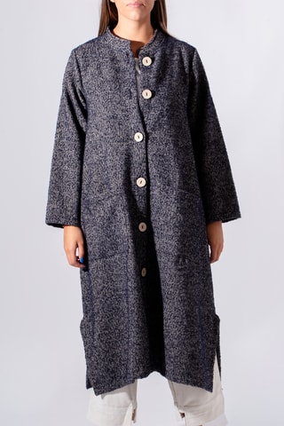 Veste longue - Bleu marine chiné