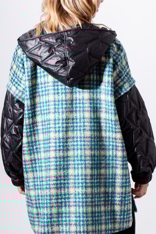 Manteau à capuche - Blanc et turquoise