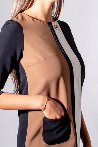 Robe droite - Marron et noir