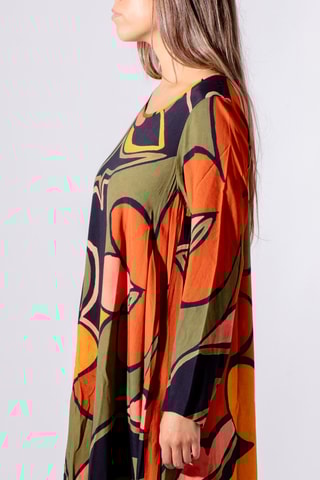 Robe trapèze - Corail et jaune