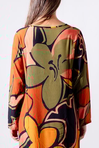 Robe trapèze - Corail et jaune