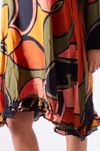 Robe trapèze - Corail et jaune