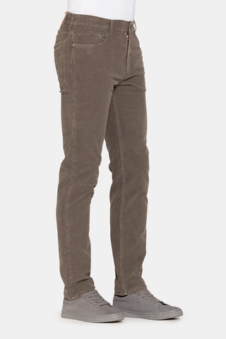 Pantalon droit en velours stretch regular 700 - Noisette