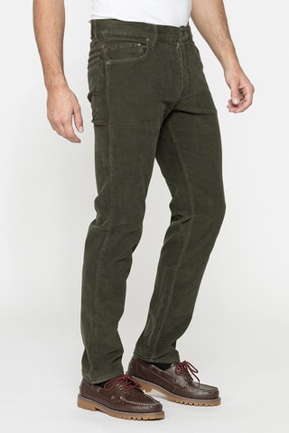 Pantalon droit en velours stretch regular 700 - Vert foncé