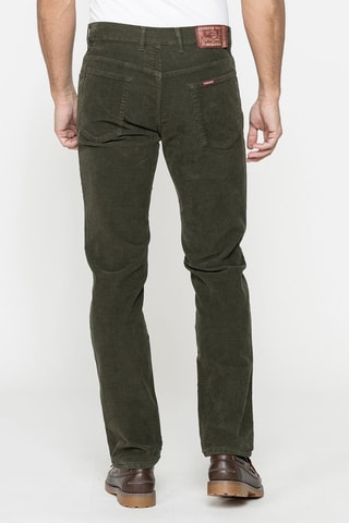 Pantalon droit en velours stretch regular 700 - Vert foncé