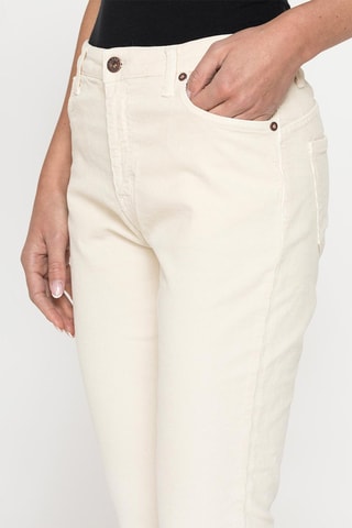 Pantalon droit en velours comfort - Ecru