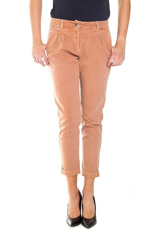 Pantalon carotte 7/8 regular en gabardine stretch - Saumon