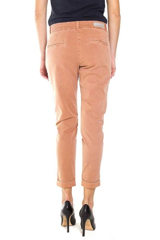 Pantalon carotte 7/8 regular en gabardine stretch - Saumon