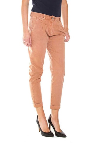 Pantalon carotte 7/8 regular en gabardine stretch - Saumon