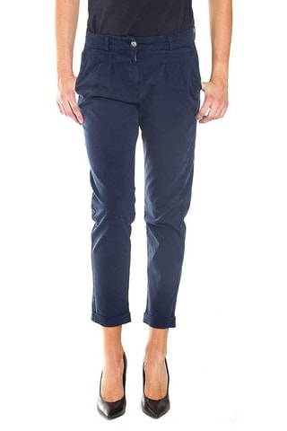 Pantalon carotte 7/8 regular en gabardine stretch - Bleu marine