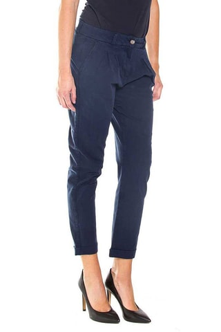 Pantalon carotte 7/8 regular en gabardine stretch - Bleu marine