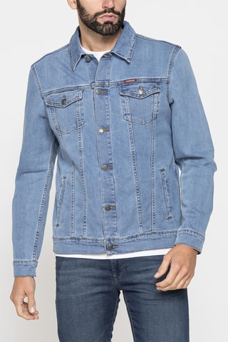 Veste en jean regular en coton élastique - Bleu