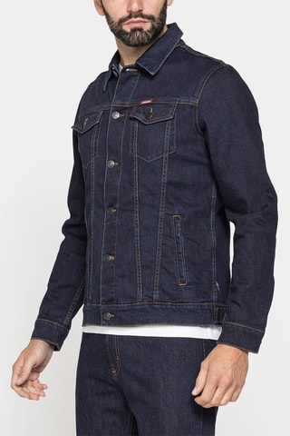 Veste en jean regular en coton élastique - Bleu marine