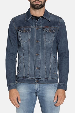 Veste en jean regular en coton élastique - Bleu