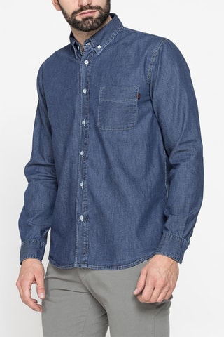 Chemise en jean regular Western en denim léger 205 - Bleu marine