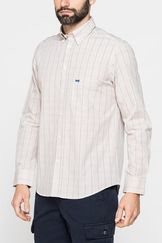 Chemise regular - Blanc et beige