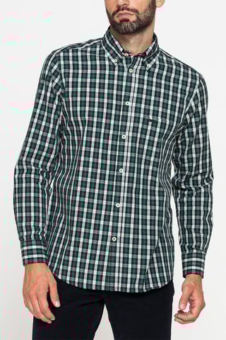 Chemise regular - Vert foncé et blanc