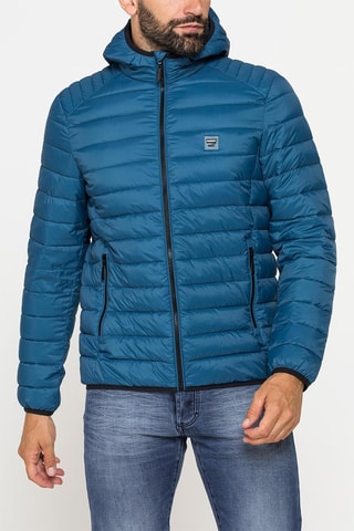 Doudoune à capuche regular - Bleu pétrole