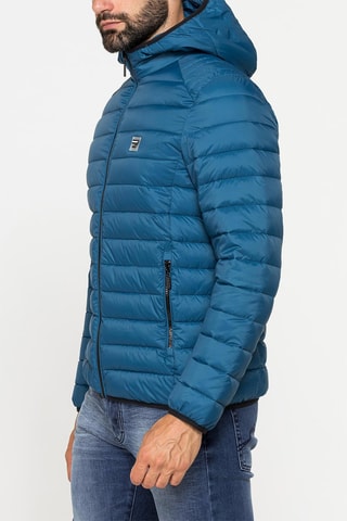 Doudoune à capuche regular - Bleu pétrole