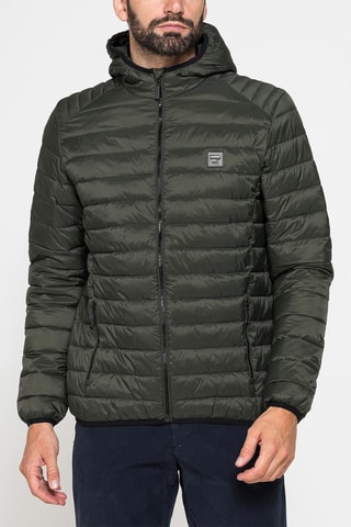 Doudoune à capuche regular - Vert foncé