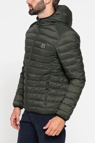 Doudoune à capuche regular - Vert foncé