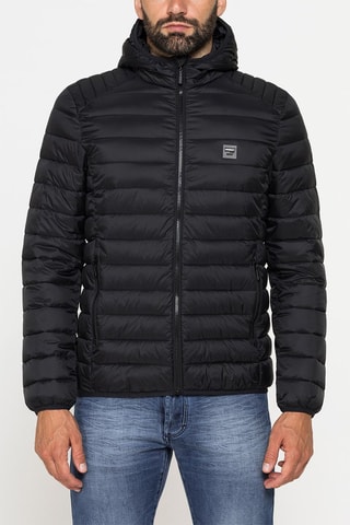 Doudoune à capuche regular - Noir