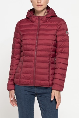 Doudoune à capuche regular - Rouge foncé