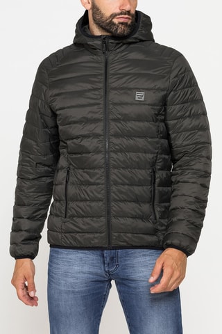 Doudoune regular à capuche - Noir