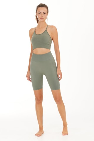 Calções ciclista de cintura alta - Verde-água