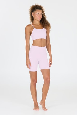 Calções ciclista de cintura alta - Rosa-maquilhagem