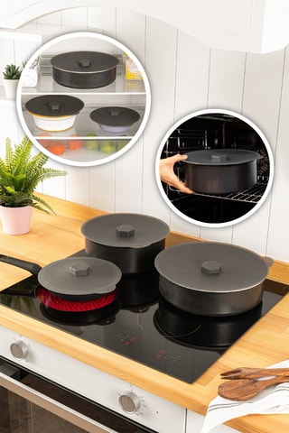 3 couvercles en silicone sans BPA - 21/25/30 cm