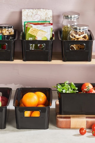6 bacs de rangement en plastique sans BPA - Noir