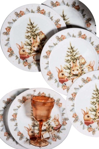 6 assiettes plates en porcelaine - 20 cm