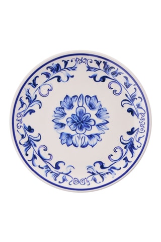 6 assiettes à dessert en porcelaine Blue Flower - 19,3 cm