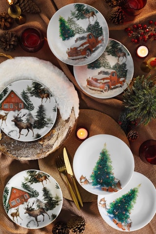 6 assiettes à dessert en porcelaine - 21 x 21 x 2 cm