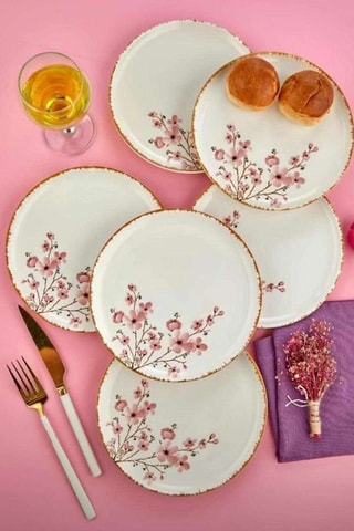 6 assiettes à dessert en céramique - 20 x 20 x 2 cm