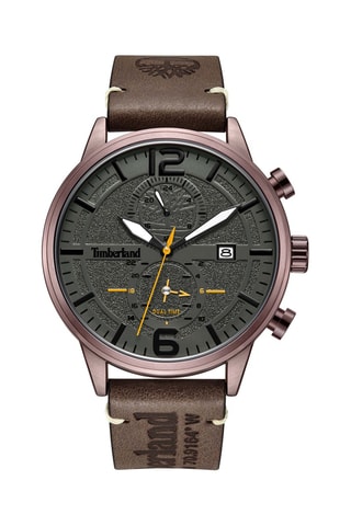 Montre à quartz en cuir TBL SMU Middlesex - GMT - Marron et doré rose