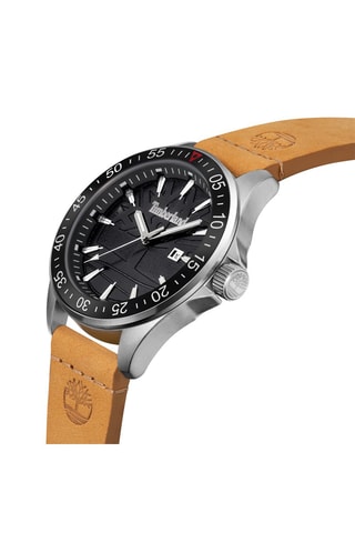 Montre à quartz en cuir et plaqué ion argent Lehighton-Z - Camel et noir