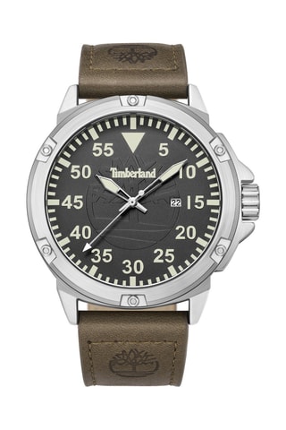 Montre à quartz en cuir et plaqué ion argent Weymont-Z - Marron foncé et argenté