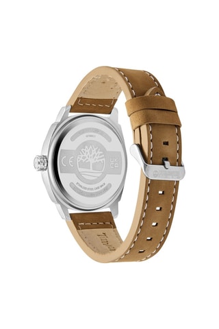 Montre à quartz en cuir et plaqué ion argent Brantford-Z - Chronographe - Camel et argenté